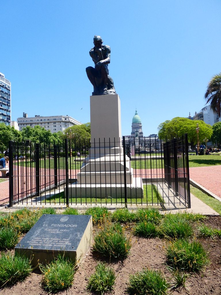 Rodin Thinker statue in Buenos Aires park