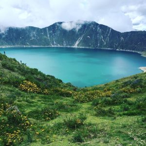 Emerald colour Quilotoa lake Ecuador