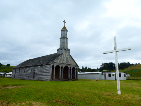 chiloe chile wooden church outside