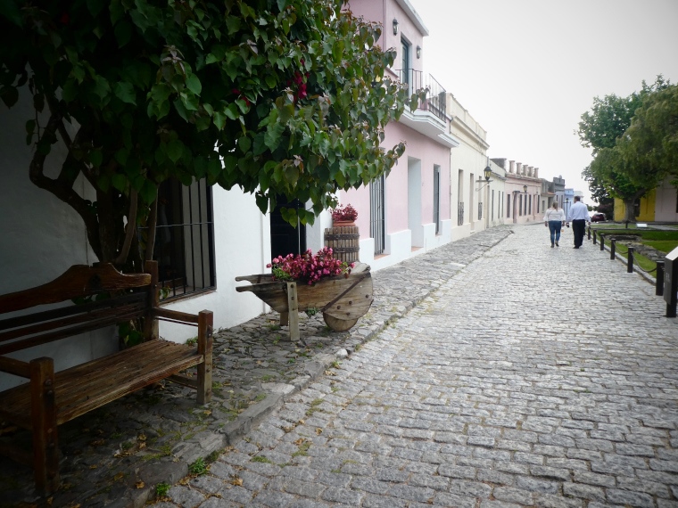 colonial cobblestone street in colonia del sacramento, uruguay