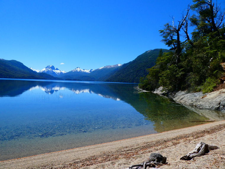 View from our tent while wild camping in argentina lake district