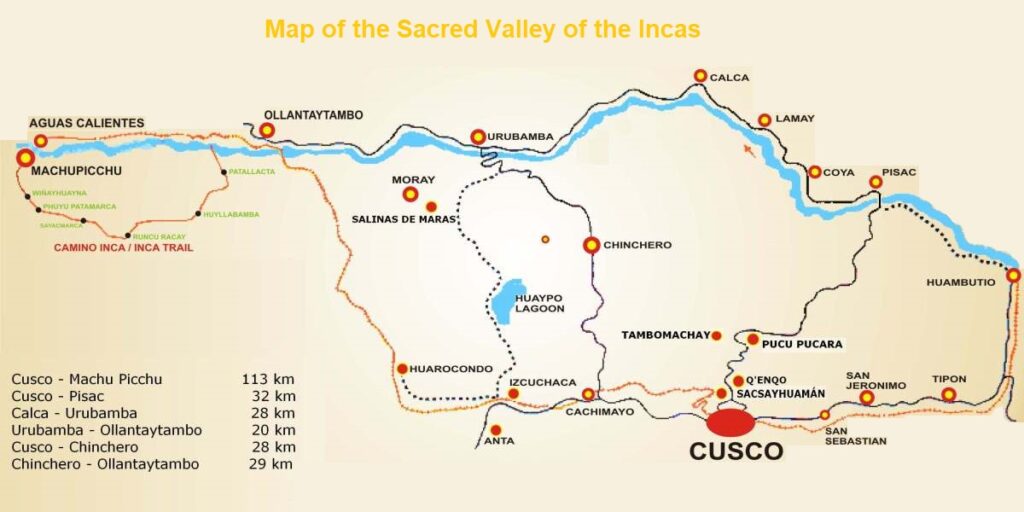 Map of sites in the Sacred Valley