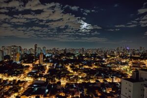 Bird's eye view of Sao Paulo by night
