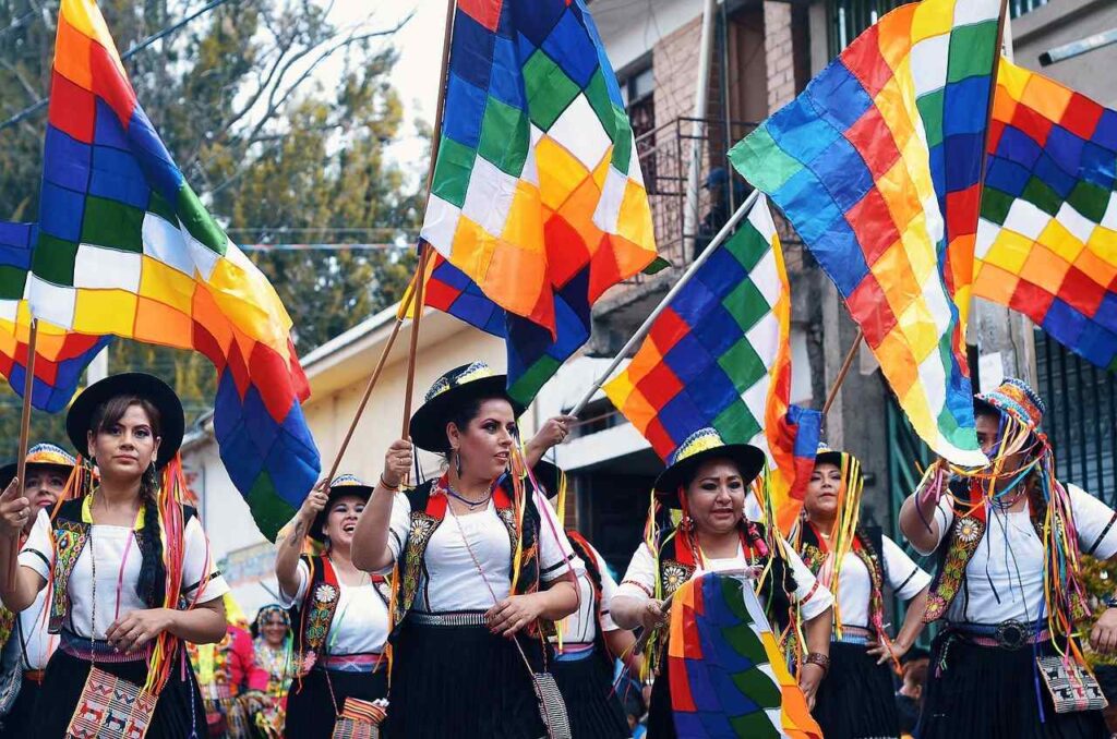 Bolivia festivals indigenous flag